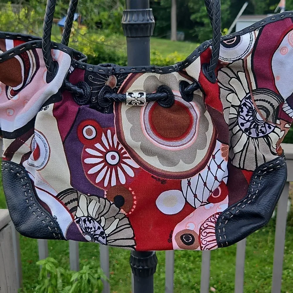 Brighton Boho Floral Canvas Shoulder Bag with Charms